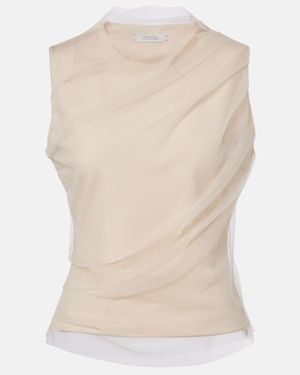 Dorothee Schumacher Draped Tulle Top - Natural