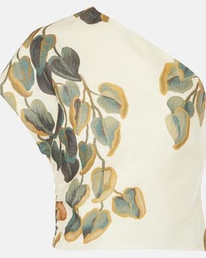 SIR. Belletto Asymmetric Linen Crop Top - Metallic