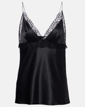 Nina Ricci Lace-Trimmed Silk-Blend Satin Camisole - Black