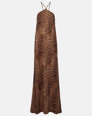 Melissa Odabash Sage Leopard-Print Halterneck Maxi Dress - Brown
