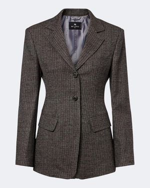 Etro Checked Wool Blazer - Black