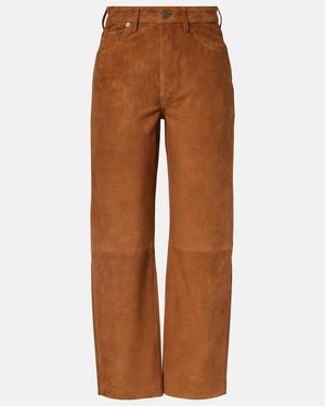 Citizens of Humanity Miro Mid-Rise Suede Straight-Leg Trousers - Brown
