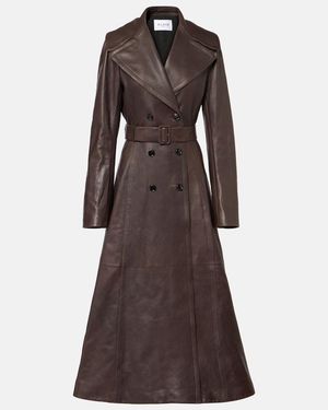 Alaïa Mantel Aus Leder - Braun