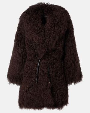 Self-Portrait Shearling Coat - Black
