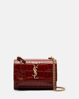 Saint Laurent Sunset Small Leather Crossbody Bag - Red
