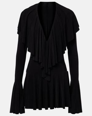 Norma Kamali Ruffled Jersey Bodysuit Dress - Black