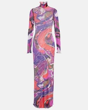 PUCCI Orchidee Mesh Maxi Dress - Pink
