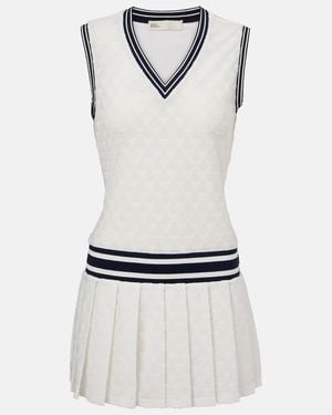 Tory Burch Pleated Terry Jacquard Tennis Dress - White