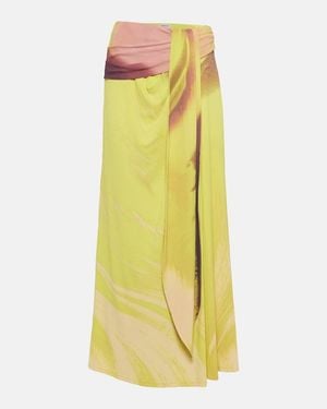 Jonathan Simkhai Anika Printed Draped Midi Skirt - Yellow