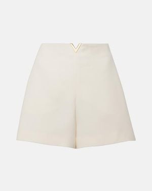 Valentino Vgold Crepe Couture High-Rise Shorts - White