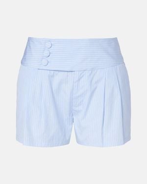 FRAME Harbor Striped Cotton Poplin Shorts - Blue