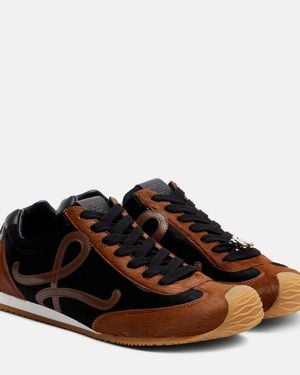 Loewe Ballet Runner 2.0 Logo-Appliquéd Calf Hair And Leather Sneakers - Brown