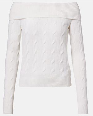 Ralph Lauren Off-Shoulder-Pullover Aus Kaschmir - Weiß