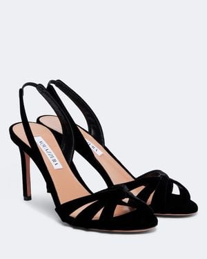 Aquazzura Tati Velvet Slingback Sandals - Black