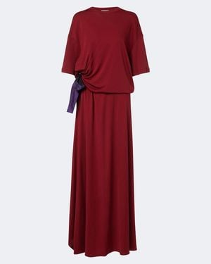 Balenciaga Bow-Detail Jersey T-Shirt Dress - Red