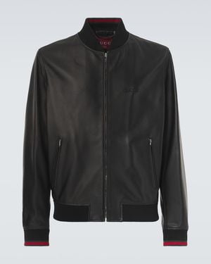 Gucci Nappa Leather Bomber Jacket - Black