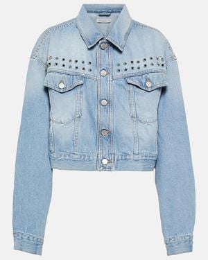 Alessandra Rich Embellished Denim Jacket - Blue