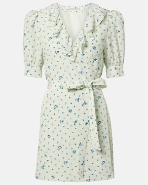 Alessandra Rich Vestido Corto De Seda Floral - Verde