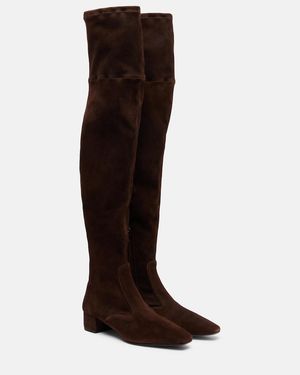 Aquazzura Remi 35 Suede Over-The-Knee Boots - Brown
