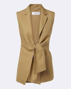 Max Mara Gilet En Serge De Lin Et Soie - Neutre