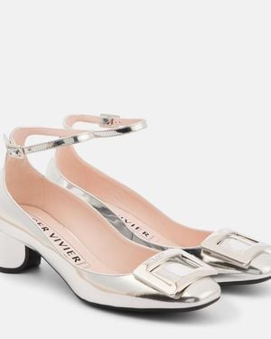 Roger Vivier U Look 45 Metallic Leather Court Shoes