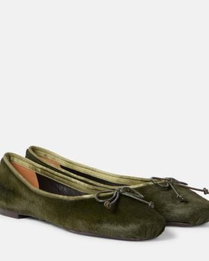 KHAITE Charlotte Calf Hair Ballet Flats - Green