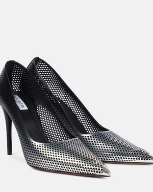 Alaïa 90 Ombre Leather Mesh Court Shoes - Black
