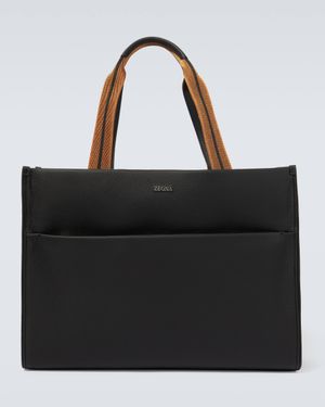 ZEGNA Leather Tote Bag - Black