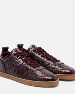Christian Louboutin Tutti Rui Croc-Effect Leather Trainers - Brown