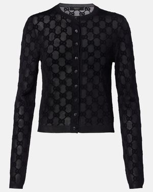 Gucci Cardigan Gg Aus Crepe - Blau