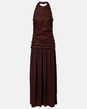 Faithfull the Brand Tali Halterneck Linen Maxi Dress - Purple