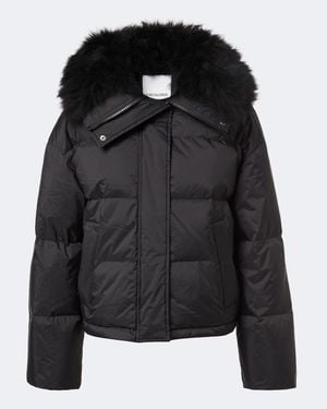 Yves Salomon Doudoune Shearling-Trimmed Down Jacket - Black