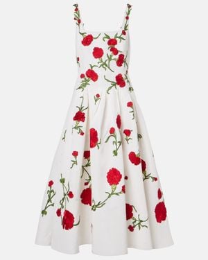 Carolina Herrera Embroidered Silk Cocktail Dress