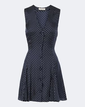 Doen Aubrey Polka Dot Silk-Blend Minidress - Blue