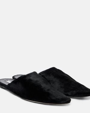 Christen Elipse Calf Hair Mules - Black