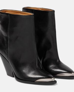 Isabel Marant Ladel Leather Ankle Boots - Black
