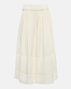 Tory Burch Cotton And Linen Midi Skirt - White