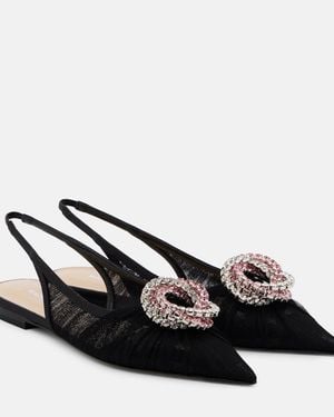 Mach & Mach Galaxy Tulle Slingback Flats - Black