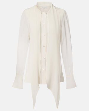 Nina Ricci Scarf-Detail Silk Blouse - White