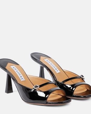 Aquazzura Soul Sister 75 Patent Leather Mules - Natural