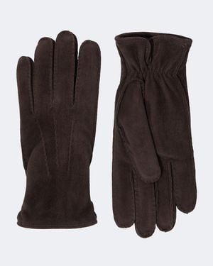 Thom Sweeney Suede And Cashmere Gloves - Brown