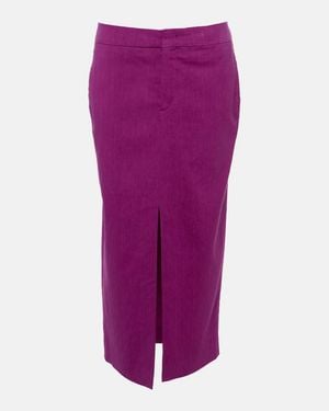 Isabel Marant Dixina Linen-Blend Midi Skirt - Purple