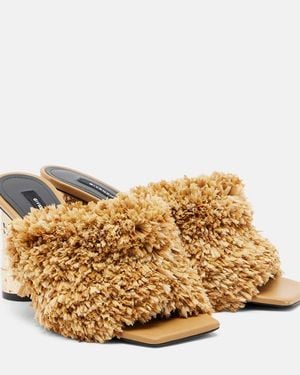Givenchy Tape Raffia-Effect Mules - Metallic