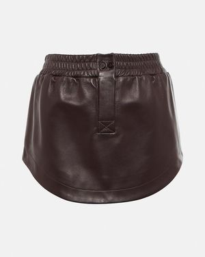 The Attico Leather Miniskirt - Brown