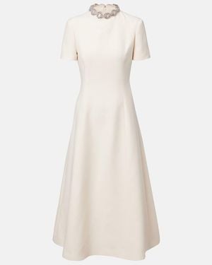 Valentino Crepe Couture Embellished Midi Dress - Natural