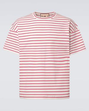 Plan C Striped Cotton T-Shirt - Pink
