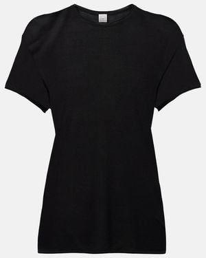 TOTEME Knitted Silk T-Shirt - Black