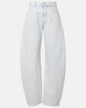 Alaïa Jeans Barrel De Denim De Tiro Bajo - Blanco