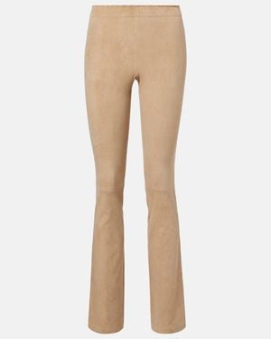 Stouls Jp Long Suede Flared Pants - Natural