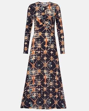 Ulla Johnson Naia Ruched Printed Jersey Midi Dress - Multicolour